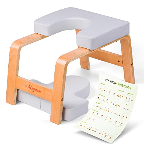 BODY RHYTHM Yoga Headstand Bench, Yoga Inversion Chair, Headstand Trainer for Relieve Stress, Improve Sleep & Digestion and Strength Training, Ideal for Home Workout, Fitness and Gym - color: Classic White