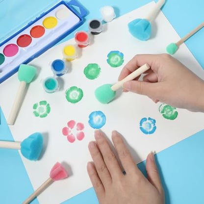 15 PCS Sponge Paint Brushes for Crafts, Foam Paint Brushes for Art Painting | Paint Sponges for Crafts, 5 Sizes Sponge Brushes for Painting DIY Crafts