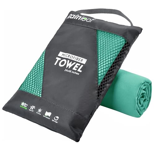 Rainleaf 극세사 타월 퀵 드라이 캠핑 & 여행 & 체육관 타월 컴팩트 - color: 애플 그린., size: 40.00인치 x 20.00인치