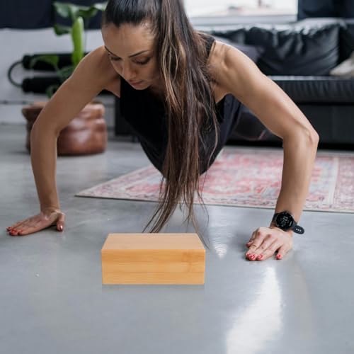 KESYOO Natural Yoga Brick Wooden Yoga Block for Home Fitness Dance Training Practice Auxiliary Tool Smooth Surface Portable Exercise Brick 9.05 X 5.90 X 2.95 in 1 Pack