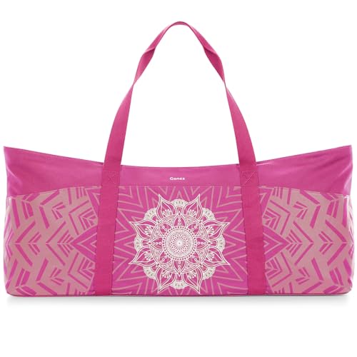 Gonex Yoga Mat Bag, Extra Canvas Gym Bag with Waterproof Pocket Metal Zipper, Fits Mat & Blocks, Stylish Yoga Mat Carrier for Women, Ideal for Yoga, Pilates, Workout, Travel - color: Rose Red