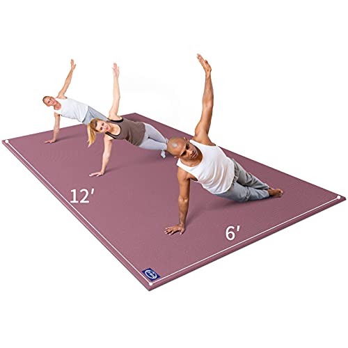 MRO Extra Large Yoga Mat, 12'x6'/9'x6'/7'x5'/6'x4' (9MM) | Extra Wide and Thick Exercise Mats for Home Gym Workout, Non-Slip, Soft for Women and Men, Ideal for Yoga, Pilates. - color: purple, size: 6*12 FT