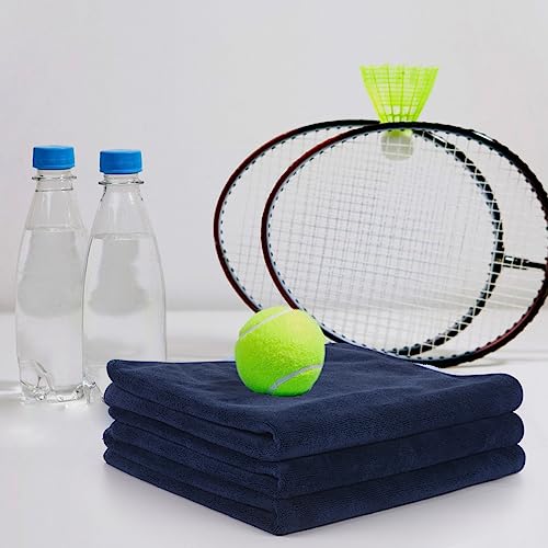 SINLAND Microfiber Gym Towels, Workout Sweat Towel 16x32In - color: Navy Bluex3