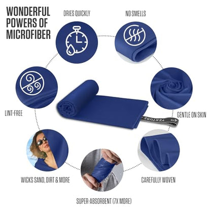 VENTURE 4TH Quick Dry Microfiber Towel for Camping & Gym - Navy Blue Medium - color: Navy Blue, size: 40.00" x 21.00"
