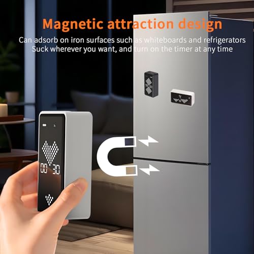 Qumox F8 Hourglass Gravity Timer – Digital Flip Countdown & Count-Up Timer with LED Display, Magnetic Absorption, Silent Operation, Rechargeable, for Study, Cooking, and Work (1–99 Minutes)