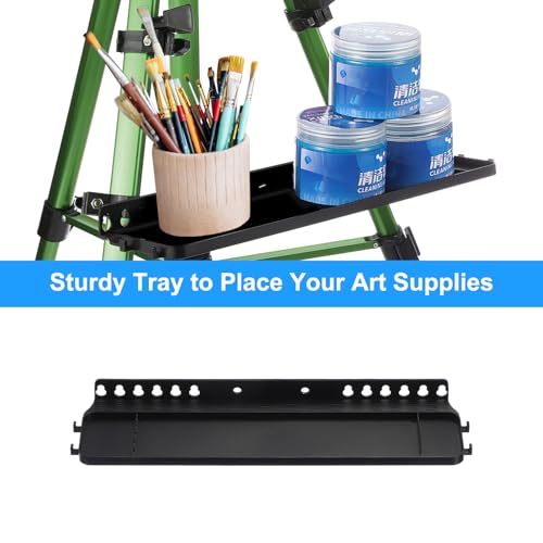 PATIKIL Artist Easel Stand, Paint Easel for Canvas Painting with Detachable Tray, Metal Tripod Easel Adjustable Height from 20 to 61 Inch for Table-Top/Floor Painting Drawing, Green - color: Green