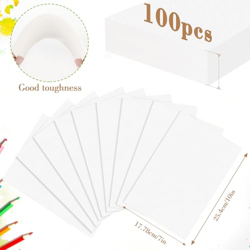 100PCS 7x10 Watercolor Paper Bulk, 140lb/300g Cold Press Thick Water Color Paper Pad for Child Adult, White Art Paper for Drawing Painting Markers Gouache, Textured Cotton Paper Sheets - color: White-100pcs, size: 7x10