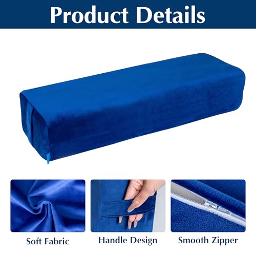 2-Pack Yoga Bolster Pillow Set: Rectangular & Cylinder Pillows for Meditation and Support, Yoga Pillows with Washable Velvet Cover, Triple-Layer Sponge with Carry Handle, Blue - color: Blue