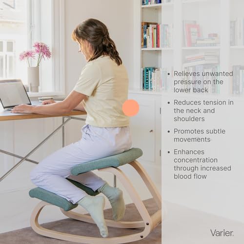 Varier Ergonomic Kneeling Chair, Rocking Knee Stool for Home Office Desk - color: Black/Grey