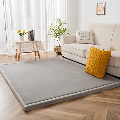 MAXYOYO Play Mat, 1.2" Thick Memory Foam Soft Padded Carpet with Non-Slip Backing, 3x5 ft Japanese Tatami Rug Living Room for Kids, Toddler, Children, Nusery(Grey) - color: Grey, size: 3x5 ft