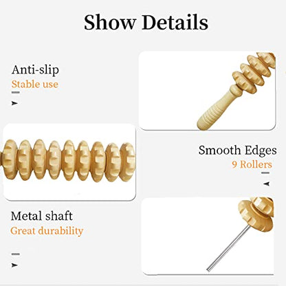 Wood Therapy Massage Tools Manual Massage Roller Stick for Body Sculpting, Maderoterapia Kit- Cellulite Massager for Muscle Pain Relief, Fascia, Cellulite