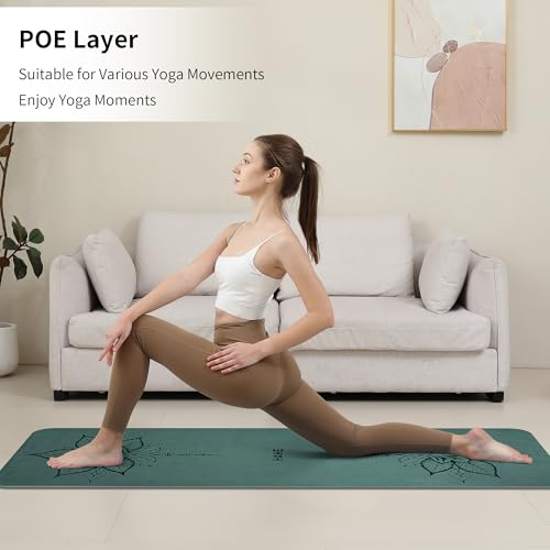 HAHE Yoga Mat Thick (8MM,1/3"), Eco-Friendly POE Non Slip Yoga Mat, High Rebound & Shock Absorption, Anti-Tear & Sweat-Resistant for Yoga, Fitness, Home, Workouts, Large Pilates Mats 72"x24" with Carrying Strap - color: blackish green