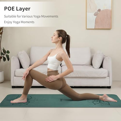 HAHE Yoga Mat Thick (8MM,1/3"), Eco-Friendly POE Non Slip Yoga Mat, High Rebound & Shock Absorption, Anti-Tear & Sweat-Resistant for Yoga, Fitness, Home, Workouts, Large Pilates Mats 72"x24" with Carrying Strap - color: blackish green