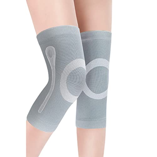 JUMISEE (One Pair Cotton Knee Sleeves for Knee Support, Circulation Improvement & Pain Relief Compression Knee Brace - color: X Gray With Silicone Gel Spring Support, size: Medium