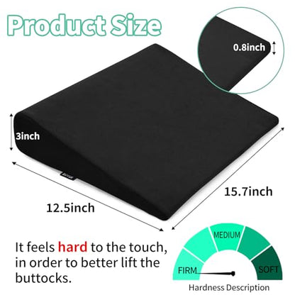 BUYUE Wedge Cushion for Butt Lift Women, Hard-Firm EVA Foam for Lift HIPS Up Fitness Training, Plank Position Mat, Non-Slip Chair Seat Pad, 15.7"x 12.5", Black - color: Black