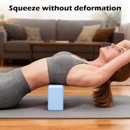 Leikefitness Yoga Blocks 2 Pack,Lightweight-High Density Eva Foam Soft Non-Slip for Yoga, Pilates, Meditation 9"×6"×3" - color: Blue