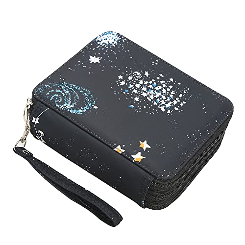 72 Slots Pencil Case Organizer w/Removal Handle Strap | 3-Layer Zipped Pencils Box Large for Colored Pencils Watercolor Pencils for Office and Travel for Artist - color: Milky way