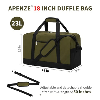 Small Gym Bag 18 inch Carry On Duffel Bag for Weekender Travel - Olive Green - color: Olive Green, size: 18inch