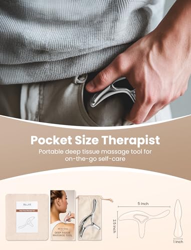 lifechill Trigger Point Massage Tool for Pain Relief Deep Tissue & Gua Sha, HSA Fascia Release Tools for Full Body, FSA Eligible Items Muscle Scraper Acupressure Tool TMJ Relief, Thumb Saver Neck Foot - color: Silver