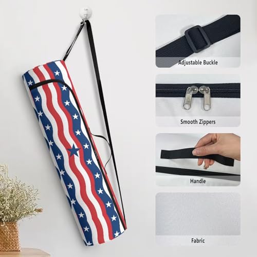 Yoga Mat Bag for Women & Men Full-Zip Yoga Mat Carrier Bag for Class Workout Park with Adjustable Strap - color: American 250th Flag