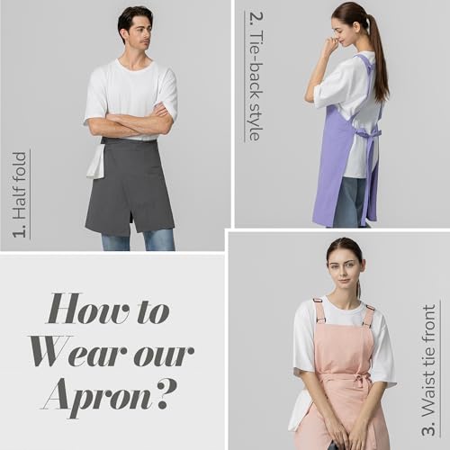Unisex Waterproof Apron Restaurant Cooking Cafè Flower Shop Baking Kitchen Length Adjustable - color: Sky Blue