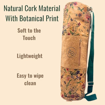 Lumberjack Plaid Cork Yoga Mat Bag – Fits Mats Up to 72” Long and ½” Thick (Approx. 4.25” Rolled Diameter) – 24” Carry Bag with Adjustable Strap, Front + Interior Zip Pockets