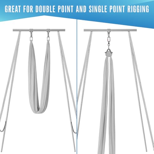 Aerial Rig, Aerial Yoga Stand, 10 FT Frame, 13 YD Fabric, 550 LB Capacity - color: SILK ONLY / Silver