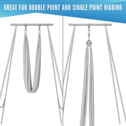 Aerial Rig, Aerial Yoga Stand, 10 FT Frame, 13 YD Fabric, 550 LB Capacity - color: SILK ONLY / Silver