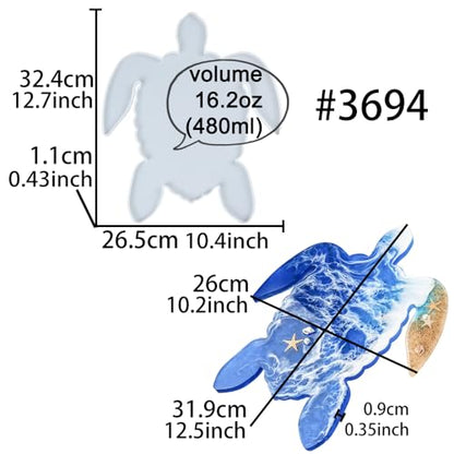 Epoxy Resin Silicone Tray Molds Turtle Whale Anchor for Serving Board, Platter, Wall Hanging, Concrete, Cement, Polymer Clay 3-in-Set Extra Large Length 12.5inch - color: Turtle Whale Anchor Shapes Boards (Set of 3)