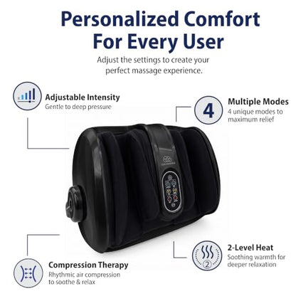 Cloud Massage Shiatsu Foot Massager with Heat, Standard Size, Black - color: Black