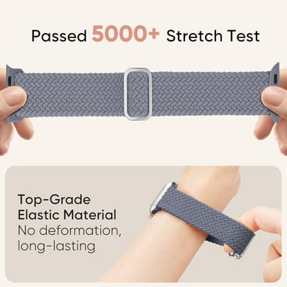 Braided Stretchy Nylon Band Compatible for Apple Watch Bands Women Men - color: BlueGrey, size: 38mm/40mm/41mm/42mm
