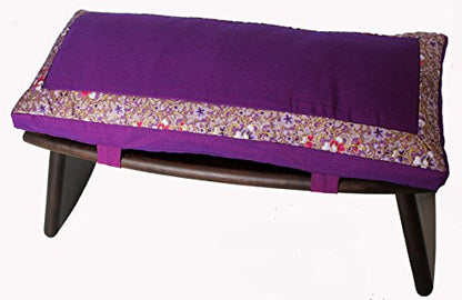 Meditation Bench & Cushion Set - Folding Seiza - Indochine Border Purple - color: Indochine Border Purple