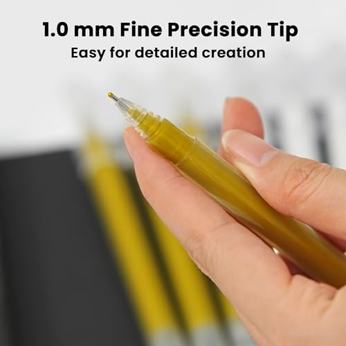 4 Pack Gold Gel Pens with 1.0mm Fine Tip for Black Paper Drawing | Smooth Ink Flow, High Opacity, Quick Drying, Gold Ink Gel Pen for Detailing, Journaling, Highlighting, Coloring - style: 4 Gold x 1.0 mm