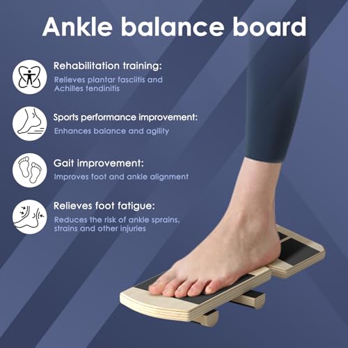 Ankle Balance Board & Ankle Strengthener - Non-Slip Axis Board Wobble Board for Physical Therapy, Fast Injury Recovery & Core Strength, 300lbs Capacity - Ideal Balance Trainer for Athletes, Seniors, Home & Gym Use