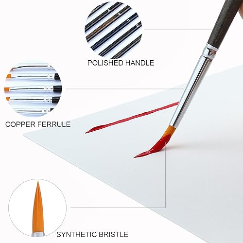 Transon 12pcs Small Detail Painting Brushes for Miniature Model Painting, Suitable for Acrylic Watercolor Gouache Oil Paint - size: 12 PCS