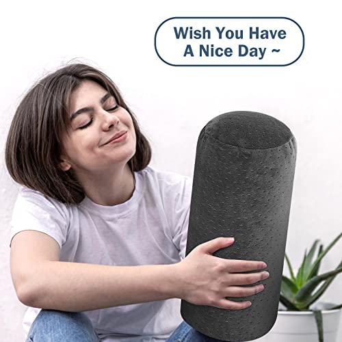 Remerry 2 Pcs 17 x 7 Inches Velvet Neck Roll Pillow Cover with Zipper, Soft Bolster Pillowcases for Cylindrical Pillow (Cover Only, Bolster Not Included)(Ash Black) - color: Ash Black, size: 17 x 7 Inches
