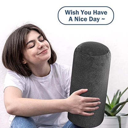 Remerry 2 Pcs 17 x 7 Inches Velvet Neck Roll Pillow Cover with Zipper, Soft Bolster Pillowcases for Cylindrical Pillow (Cover Only, Bolster Not Included)(Ash Black) - color: Ash Black, size: 17 x 7 Inches