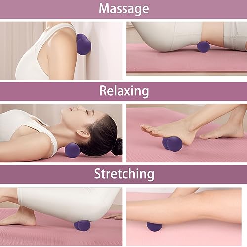 Peanut Massage Ball,Double Lacrosse Ball for Neck and Back,Medium Density Myofascial Release Massager Ball for Deep-Tissue Massage Muscle Knots Yoga Therapy(Purple) - color: Purple