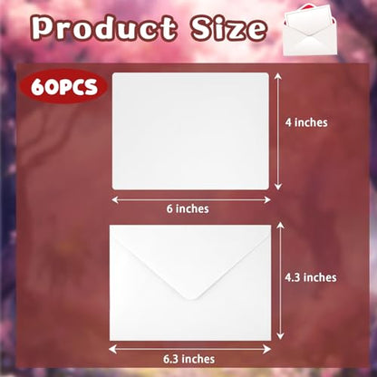 Mototo 60 Set Blank Watercolor Cards with Envelopes 4 x 6 Inch DIY Painting | 140lb/300GSM Single Blank Watercolor Card with Envelope Bulk for Birthday Christmas Handmade Greeting Holiday Card Giving Art - color: 4 x 6 inches, 60 Set