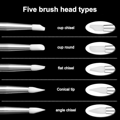 15 Pack Silicone Paint Brushes for Art Crafting Sculpting, Flexible Rubber Heads with 5 Multiple Shapes, Pottery Clay Ceramic Modeling Nail Art DIY Projects Artists Tools