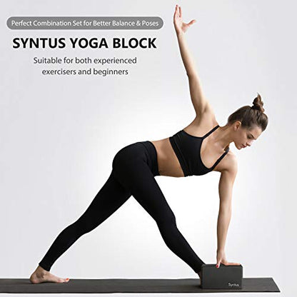 Syntus Yoga Block & Strap Set for Fitness, Pilates, Stretching and Toning - color: Black