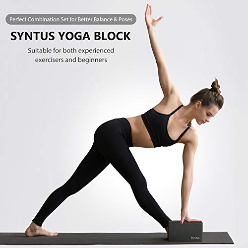 Syntus Yoga Block & Strap Set for Fitness, Pilates, Stretching and Toning - color: Black