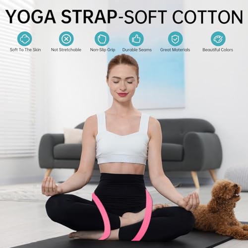 Yoga Exercise Adjustable Straps 8FT with Durable D-Ring for Pilates & Gym Workouts | Hold Poses, Stretch, Improve Flexibility & Maintain Balance - color: Mixed color B
