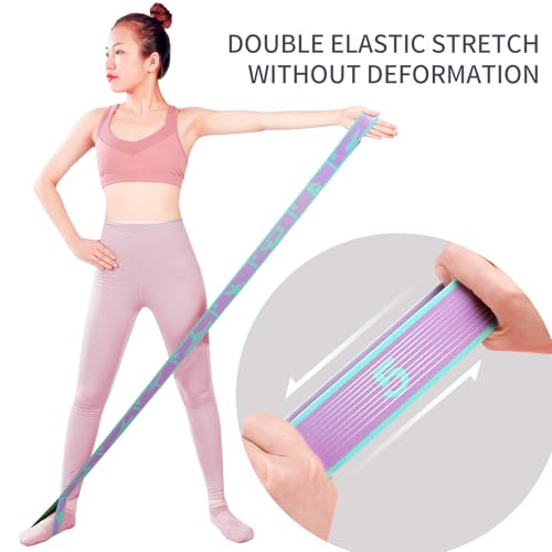 9 Loops Elastic Yoga Strap - Adjustable Stretching Band for Physical Therapy, Dance, Pilates & Gymnastics, Multi-Loop Exercise Band for Flexibility, Home Workout - color: Purple