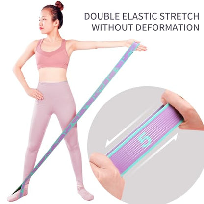 9 Loops Elastic Yoga Strap - Adjustable Stretching Band for Physical Therapy, Dance, Pilates & Gymnastics, Multi-Loop Exercise Band for Flexibility, Home Workout - color: Purple