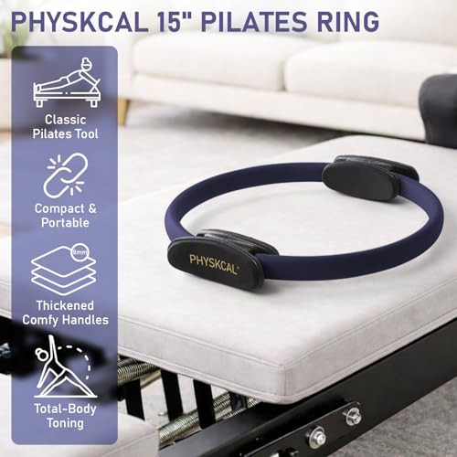 PhysKcal Pilates Ring, 15-Inch Magic Circle with Thick Padded Handle - color: Navy