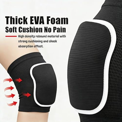 Knee Pads with Thick EVA Foam Cushion, Black, One Size Fits All, for Volleyball, rugby, Dance, Basketball, Soccer, Yoga, Running, 1 Pair
