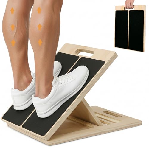 Adjustable Wooden Slant Board for Calf Stretching, 5-Level Incline Board for Ankle Mobility, Leg Stretching & Balance Training, Non-Slip Calf Stretcher for Physical Therapy, Yoga, Fitness & Home Gym