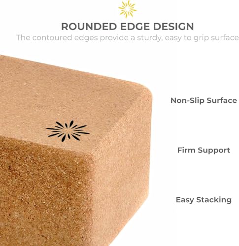 Cork Yoga Blocks, 6 Pack, 4x6x9in, High Density, Bulk