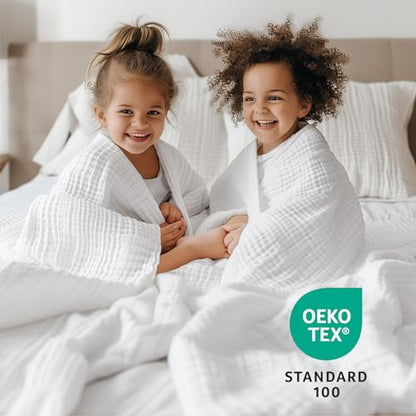 100% Cotton Muslin Blanket 40" x 40", Breathable and Lightweight Cotton Throw Blankets, Soft Cooling Summer Gauze Blanket for All Season, White - color: 02 - White, size: Baby ( 40"x40")
